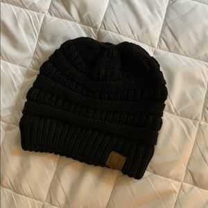 C.C Messy Bun Knit Beanie NWT